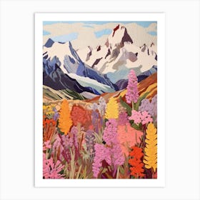 Mount Cook New Zealand 6 Colourful Mountain Illustration Art Print