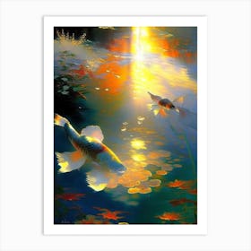 Bekko Koi Fish Monet Style Classic Painting Art Print