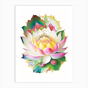 Sacred Lotus Decoupage 4 Art Print