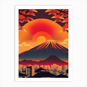 Nagasaki Japan Retro Sunset Art Print