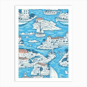 Dubrovnik In Croatia, Inspired Travel Pattern 4 Art Print