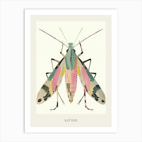 Colourful Insect Illustration Katydid 6 Poster Art Print