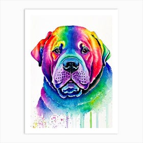 Chinese Shar Pei Rainbow Oil Painting Dog Art Print