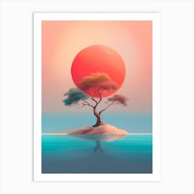 Lonely Tree At Sunset Art Print