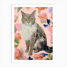 A Munchkin Cat Painting, Impressionist Painting 3 Art Print