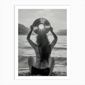 Women Vinyl Music Beach Art Print