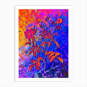 Cinnamon Rose Botanical in Acid Neon Pink Green and Blue n.0053 Art Print