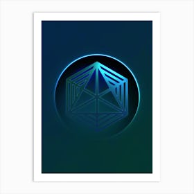 Geometric Neon Glyph on Jewel Tone Triangle Pattern 404 Art Print