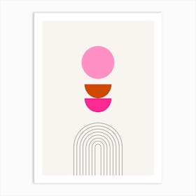 Mid Century Modern | 04 - Sun And Rainbow Pink Art Print