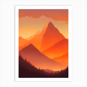 Misty Mountains Vertical Composition In Orange Tone 272 Art Print