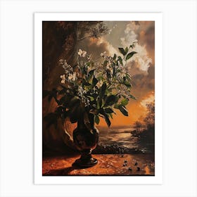 Baroque Floral Still Life Periwinkle 1 Art Print