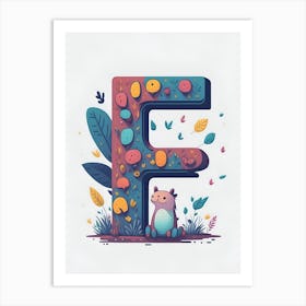 Colorful Letter F Illustration 56 Art Print