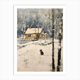 Vintage Winter Animal Painting Mouse 2 Art Print