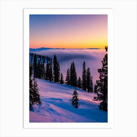 Lake Tahoe, Usa Sunrise Skiing Poster Art Print