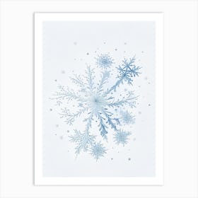 Stellar Dendrites, Snowflakes, Pencil Illustration 1 Art Print