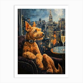 Classy Airedale At The Bar 2 Art Print