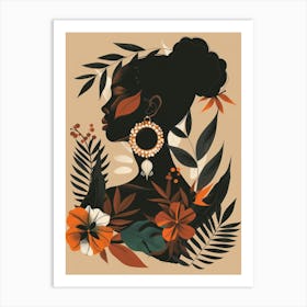 African Woman With Flowers 4 Art Print