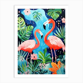 Pink Flamingos, Matisse Inspired Art Print