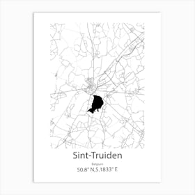 Sint Truiden,Belgium Minimalist Map Art Print