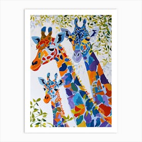 Sweet Painting Of Giraffe Family 2 Art Print