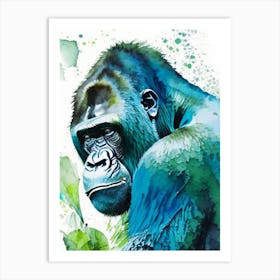 Gorilla Crawling Gorillas Mosaic Watercolour 4 Art Print