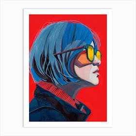 Girl With Blue Hair 11 Art Print