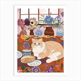 Tea Time With A Exotic Shorthair Cat 2 Art Print