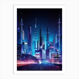 A Full Scale Concept Illustration Of An Urban Future Landscape Bathed In A Sea Of Electric Movement (4) Art Print