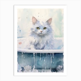 Turkish Cat In Bathtub Bathroom 8 Art Print