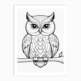 Owl Coloring Page Bird Wildlife Animal Drawing Art Print