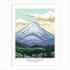 Mount Olympus Macedonia Color Line Drawing 2 Poster Art Print
