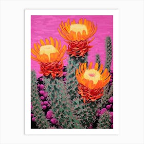 Mexican Style Cactus Illustration Cylindropuntia Kleiniae Cactus 1 Art Print