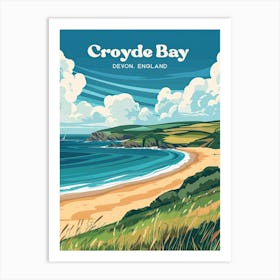 Croyde Bay Devon England Travel Art Illustration Poster