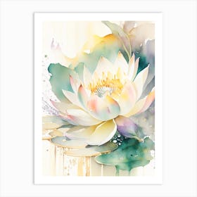 Lotus Flower Pattern Storybook Watercolour 5 Art Print