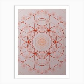 Geometric Abstract Glyph Circle Array in Tomato Red n.0055 Art Print