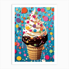 Ice Cream Sunday Rainbow Dots 3 Art Print