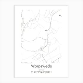 Worpswede,Germany Minimalist Map Art Print