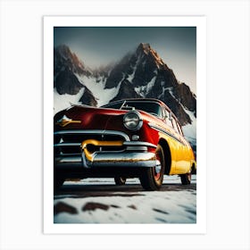 Vintage Car In The Mountains 1 Art Print