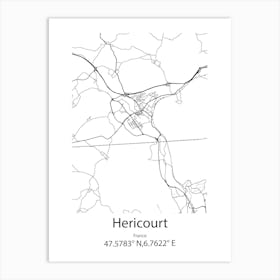 Hericourt,France Minimalist Map Art Print