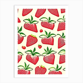 Strawberry Repeat Pattern, Fruit, Marker Art Illustration 1 Art Print
