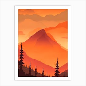 Misty Mountains Vertical Composition In Orange Tone 241 Art Print