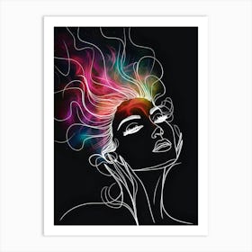 Portrait Of A Woman With Colorful Hair Art Print