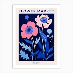 Blue Flower Market Poster Peony 2 Art Print