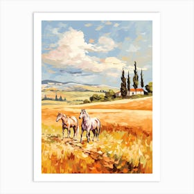 Horses Painting In Tuscany, Italy 2 Art Print