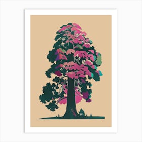 Sequoia Tree Colourful Illustration 1 Art Print