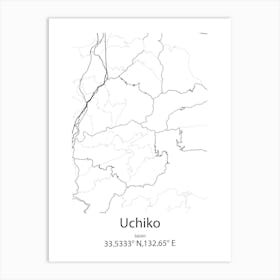 Uchiko,Japan Minimalist Map Affiche