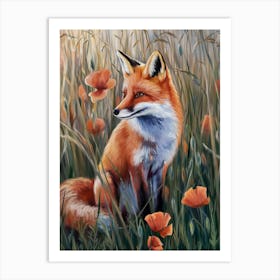 Fox In The Field Art Print