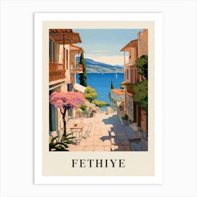 Fethiye Turkey 3 Vintage Pink Travel Illustration Poster Art Print