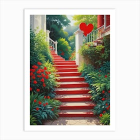 Colorful Stairway With Heart (9) Art Print