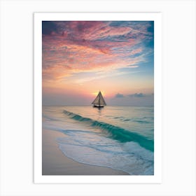 Sailboat At Sunset 3 Art Print